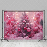 Aperturee - Aperturee Pink Lighted Xmas Tree Bells Christmas Vibe Backdrop